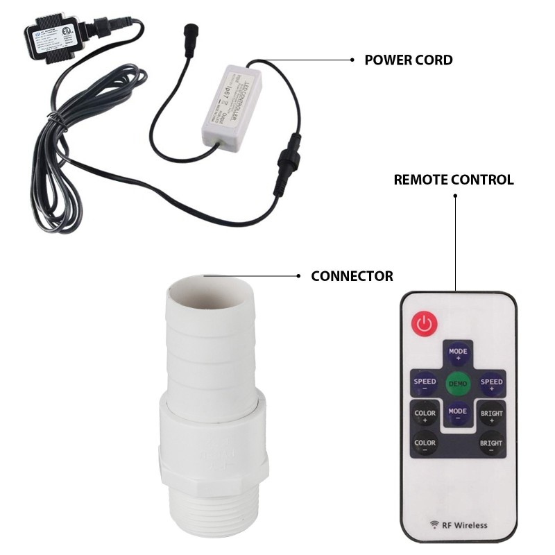 Ruostumattomasta teräksestä valmistettu suorakulmainen allassuihkulähde 45×11×8 cm LED-valonauhalla uima-altaisiin