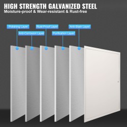 Tarkistusluukku galvanointiteräslevystä 413x413 mm seinään tai kattoon kamlukolla