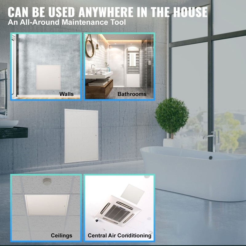 Tarkistusluukku galvanointiteräslevystä 413x413 mm seinään tai kattoon kamlukolla