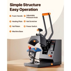 Lippalakkien lämpöprässi 4 vaihdettavaa kaarevaa lämmitysalustaa teflonpinnoitettu lämpölevy digitaalinen ajastin