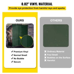 Hitsaussuojaverho 183 cm x 183 cm vihreä liekinkestävä vinyyli teräsrunko pyörillä