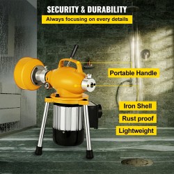 Sähköinen viemärinavaaja 400W kuparimoottori 20–100 mm putkille kaksi vaijeria