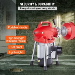 Sähkökäyttöinen viemärinavauskone 250 watin 7 leikkuupäätä teräskaapeleilla 1,6–4 tuuman putkille