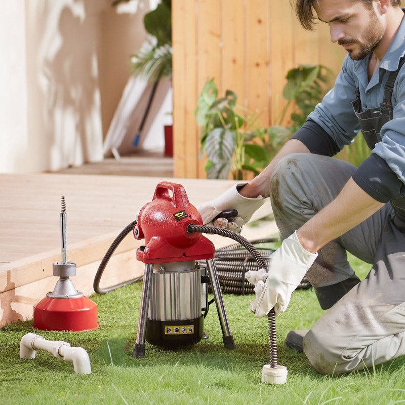 Sähkökäyttöinen viemärinavauskone 250 watin 7 leikkuupäätä teräskaapeleilla 1,6–4 tuuman putkille