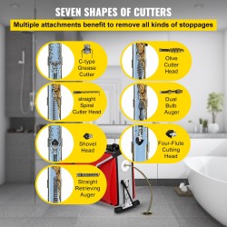 Sähköinen putkenpuhdistuskone 390W 230V 20–100 mm putkille 12,5 m kaapeli