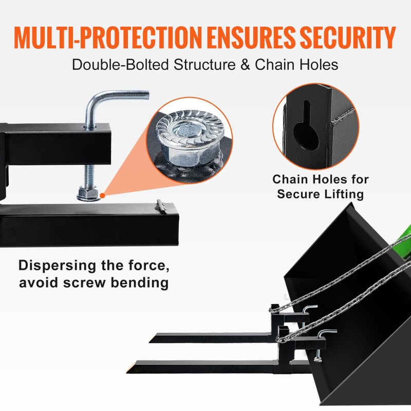 Trukkipiikit kauhaan kiinnitettävät 907 kg kantavuus 760 mm piikin pituus