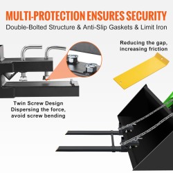 Kauhaan kiinnitettävät trukkipiikit 1814 kg kantavuus 109,2 cm säädettävällä tukitangolla