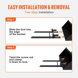 Kauhaan kiinnitettävät trukkipiikit 1814 kg kantavuus 109,2 cm säädettävällä tukitangolla