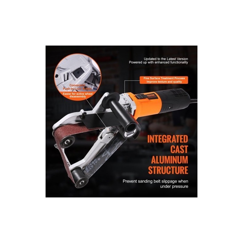 Putkihiomakone 1300 W 6-portainen nopeudensäätö alumiiniseosrunko 3 hiomanauhaa