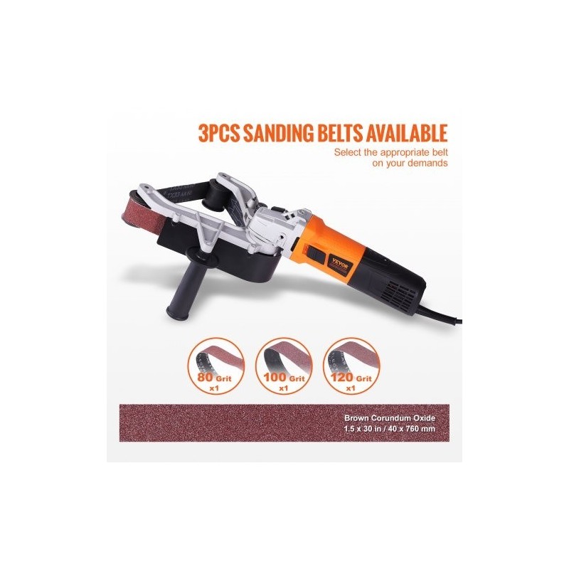 Putkihiomakone 1300 W 6-portainen nopeudensäätö alumiiniseosrunko 3 hiomanauhaa