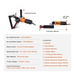 Putkihiomakone 1300 W 6-portainen nopeudensäätö alumiiniseosrunko 3 hiomanauhaa