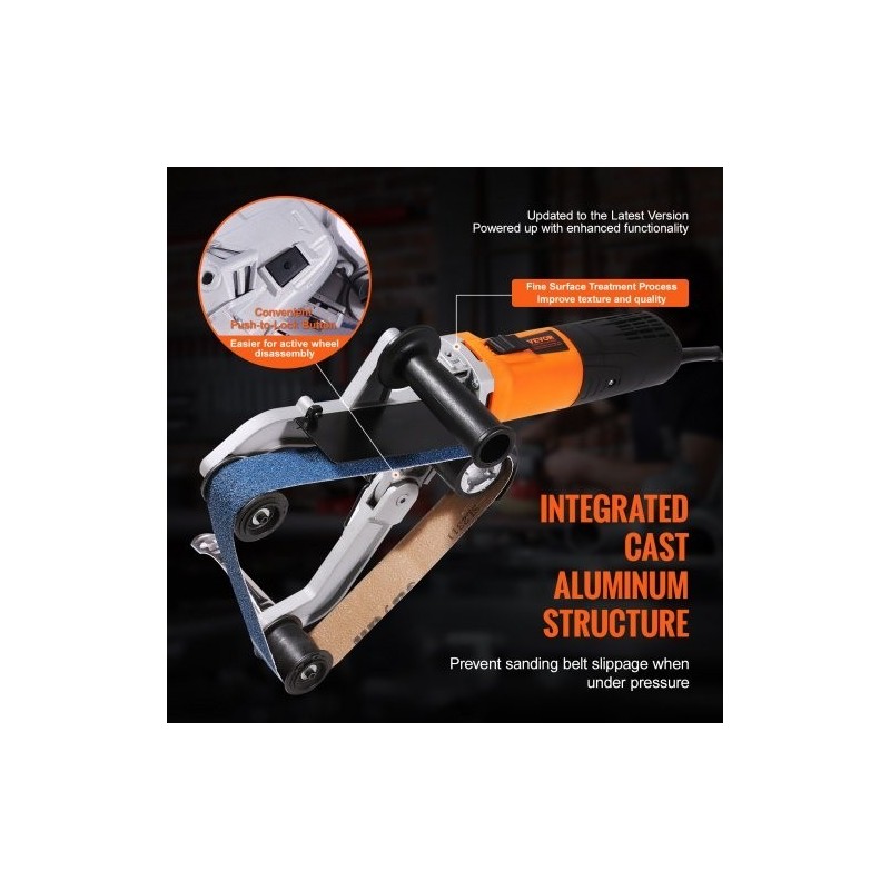 Putkihiomakone 1300 wattia 6-portainen nopeussäätö 100 hiomanauhaa alumiiniseosrunko