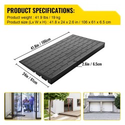 Kumiramppi kynnykselle kierrätetty kumi nousu 6,5 cm 3 kanavaa kantavuus 1000 kg