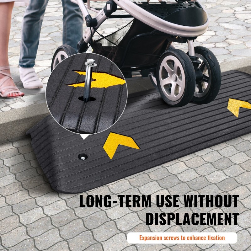 Kynnysluiska kierrätetystä kumista 5 cm korkea 15 tonnin kantavuus