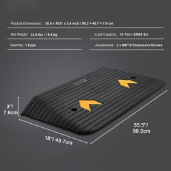 Luonnonkuminen kynnyramppi 7,6 cm korkeus 1 kanava 15 tonnia pyörätuoleille