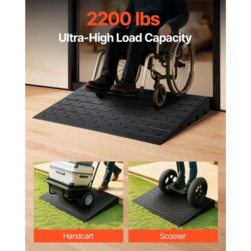 Kynnyssilta kierrätetystä kumista 10 cm korotus 3-kanavainen 1000 kg kantavuus