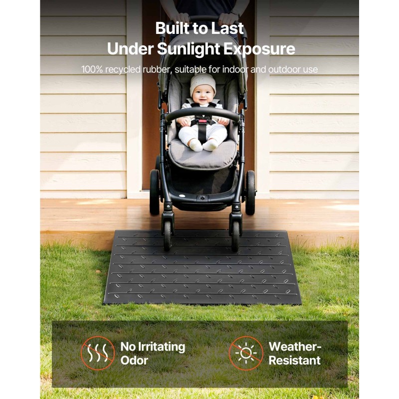 Kynnyssilta kierrätetystä kumista 10 cm korotus 3-kanavainen 1000 kg kantavuus