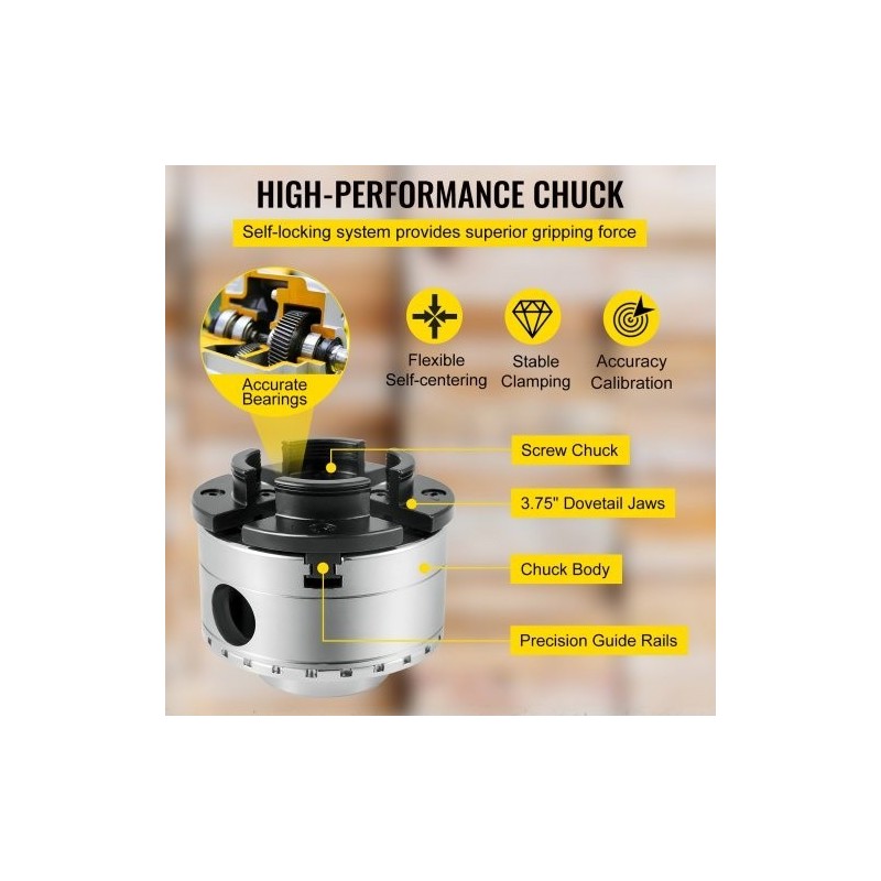 Puunsorvin teräs nelileukainen istukkasarja 95 mm 5 leukasarjaa kulhojen ja karojen kiinnitykseen