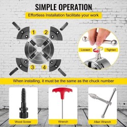 Puunsorvin teräs nelileukainen istukkasarja 95 mm 5 leukasarjaa kulhojen ja karojen kiinnitykseen