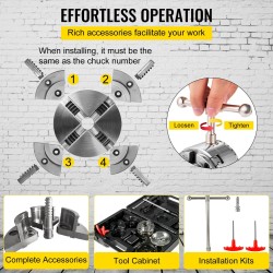 Sorvin istukka teräs 100 mm 4-leukainen itsesäätyvä puuntyöstöön sovitin työkalulaukku