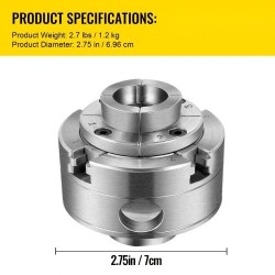 Teräksinen puusorvin istukka halkaisija 69,85 millimetriä nelileukainen itseään keskittävä 1 tuuman kierre