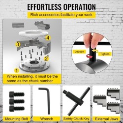 Sorvin istukka karkaistu teräs 100 mm kolmeleukainen itsekeskittyvä kaksi leukasarjaa