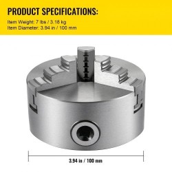 Sorvin istukka karkaistu teräs 100 mm kolmeleukainen itsekeskittyvä kaksi leukasarjaa