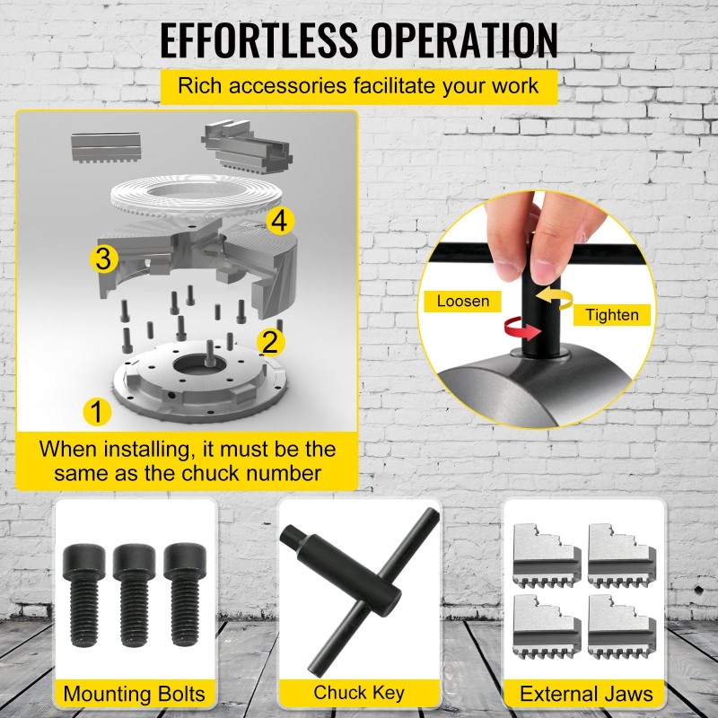 Sorvin istukka nelileukainen itsestään keskittävä valurautainen runko 125 mm teräsleuat