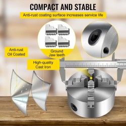 Sorvin istukka nelileukainen itsestään keskittävä valurautainen runko 125 mm teräsleuat