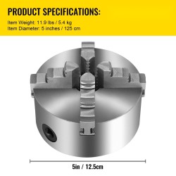 Sorvin istukka nelileukainen itsestään keskittävä valurautainen runko 125 mm teräsleuat
