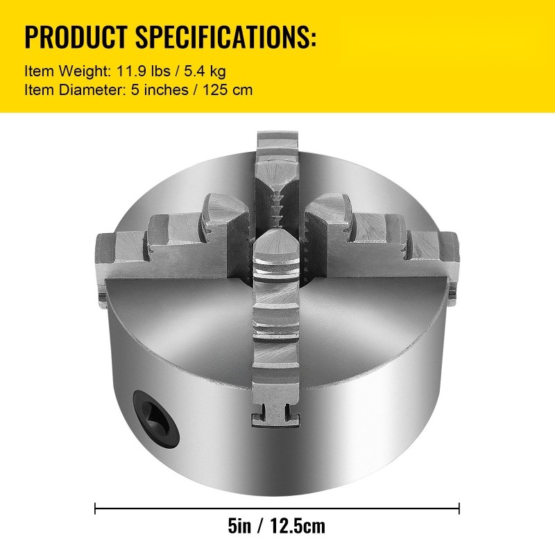 Sorvin istukka nelileukainen itsestään keskittävä valurautainen runko 125 mm teräsleuat