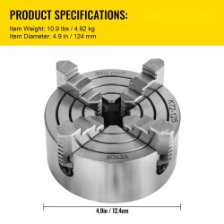 Sorvin istukka 4-leukainen 125 mm valurunko itsenäisesti säätyvät käännettävät leuat