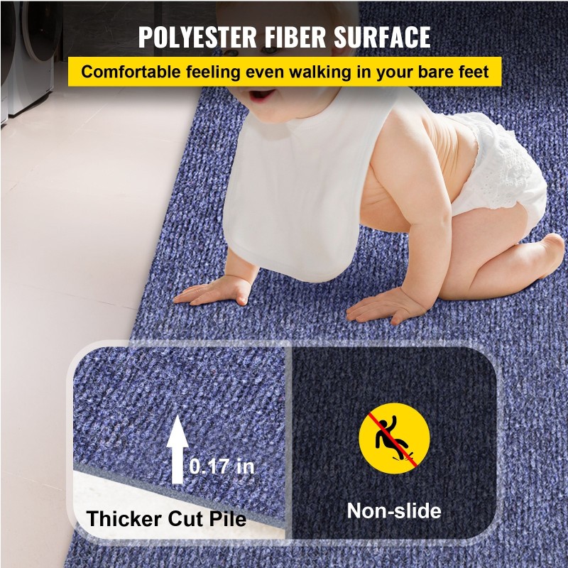 Sisä- ja ulkomatto polyesterikuitu vedenpitävä TPR-tausta 5,9 x 49,2 jalkaa sininen