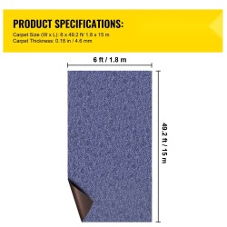 Sisä- ja ulkomatto polyesterikuitu vedenpitävä TPR-tausta 5,9 x 49,2 jalkaa sininen
