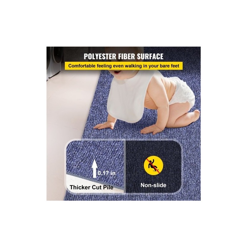 Merimatto polyesterikuitu TPR-tausta sininen leveys 6 jalkaa pituus 39,3 jalkaa rullassa liukuestopinta