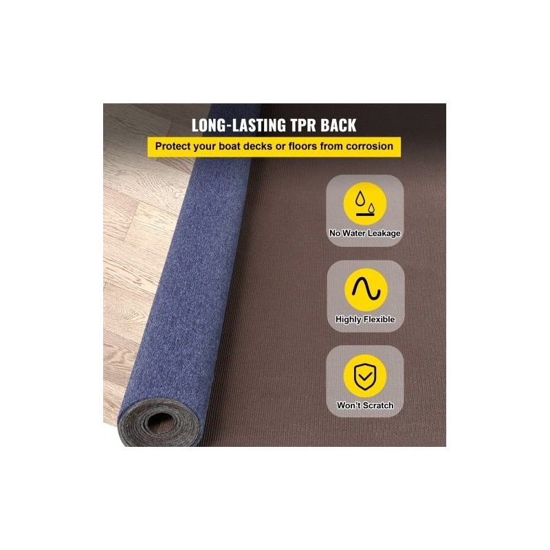 Merimatto polyesterikuitu TPR-tausta sininen leveys 6 jalkaa pituus 39,3 jalkaa rullassa liukuestopinta