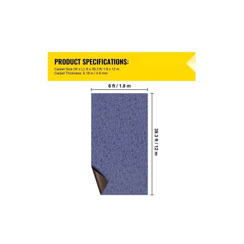 Merimatto polyesterikuitu TPR-tausta sininen leveys 6 jalkaa pituus 39,3 jalkaa rullassa liukuestopinta