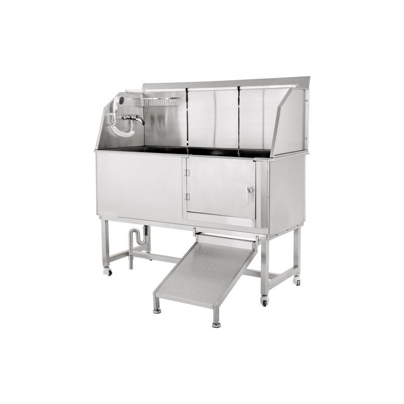 Koiranpesuallas 304-ruostumattomasta teräksestä sopii 150 cm lemmikeille liukuovella hanalla ja suihkulla