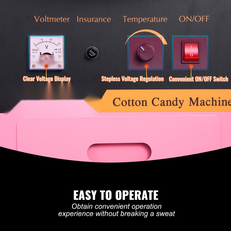 Hattarakone kärryllä ammattikäyttöön 1000-wattinen suuri kulho ruostumaton laatikko vaaleanpunainen