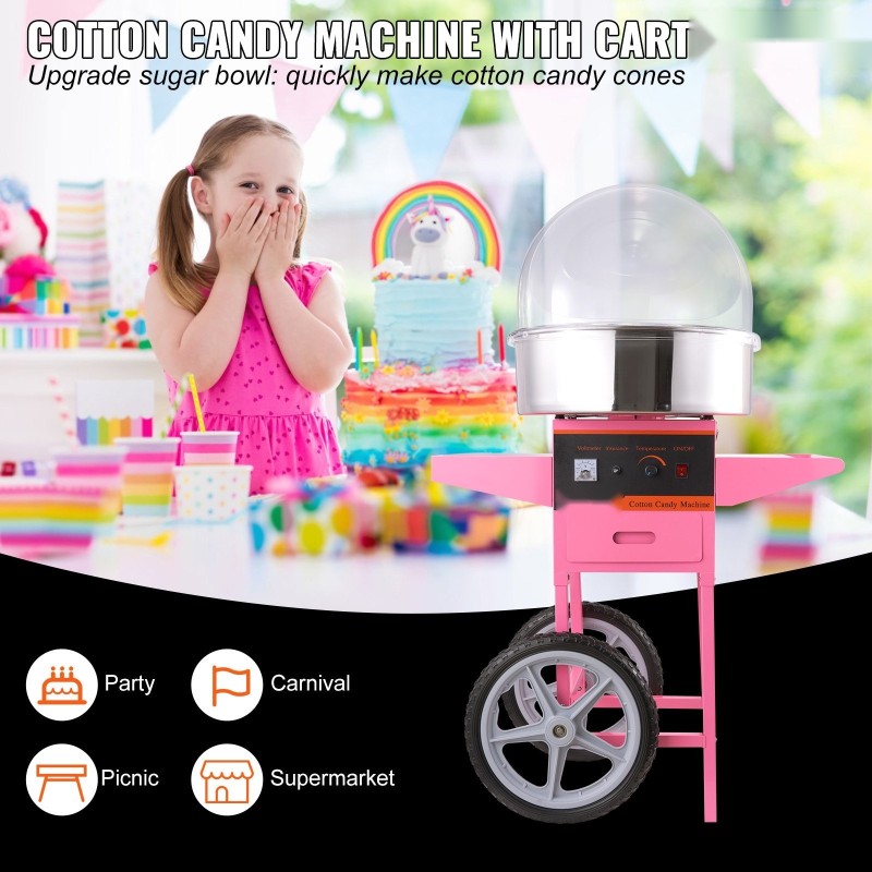 Hattarakone kärrymalli suojakuvulla 1000W ruostumaton teräs 2 unssin kulho ammattikäyttöön