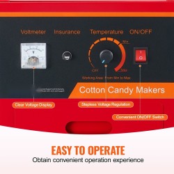 Sähköinen hattarakone vaunulla 1000W ruostumaton teräskulho punainen kotiin ja juhliin