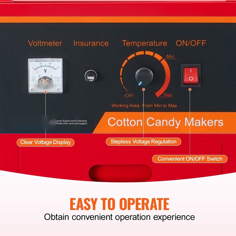 Sähköinen hattarakone vaunulla 1000W ruostumaton teräskulho punainen kotiin ja juhliin