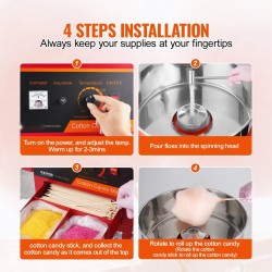 Sähköinen hattarakone vaunulla 1000W ruostumaton teräskulho punainen kotiin ja juhliin