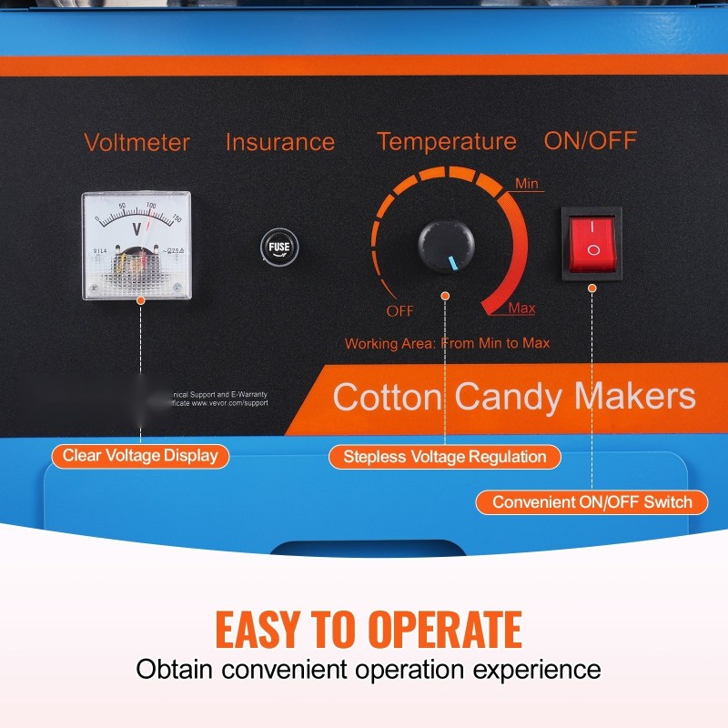 Sähköinen hattarakone vaunulla 1000W ruostumaton teräskulho kotiin ja juhliin