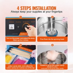 Sähköinen hattarakone vaunulla 1000W ruostumaton teräskulho kotiin ja juhliin