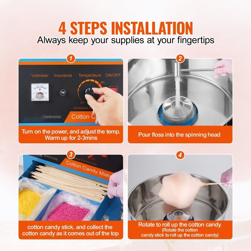 Sähköinen hattarakone vaunulla 1000W ruostumaton teräskulho kotiin ja juhliin