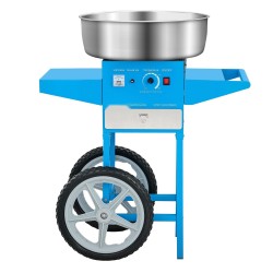 Sähköinen hattarakone kärryllä 1000 wattia 52 senttimetriä ruostumaton teräskulho vetolaatikolla sininen