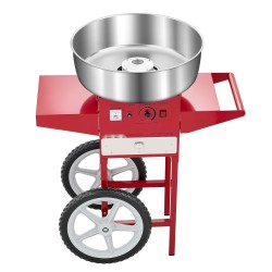 Sähköinen hattarakone kärryllä 52 cm ruostumaton teräskulho 1000 wattia säilytyslaatikko punainen