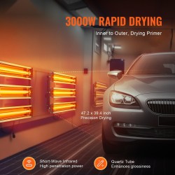 Infrapuna-lakankuivain 3000W kolmen erikseen ohjattavan lampun 120x100 cm kuivatusalue