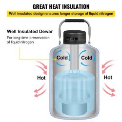 Kryogeeninen nestemäisen typen säiliö 10 l alumiiniseos 6 sisäsäiliötä kantokahvalla